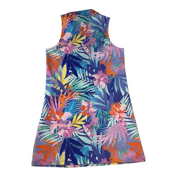 Boston Proper women's medium Mini Dress blue pink zip Tropical Print - Picture 3 of 12